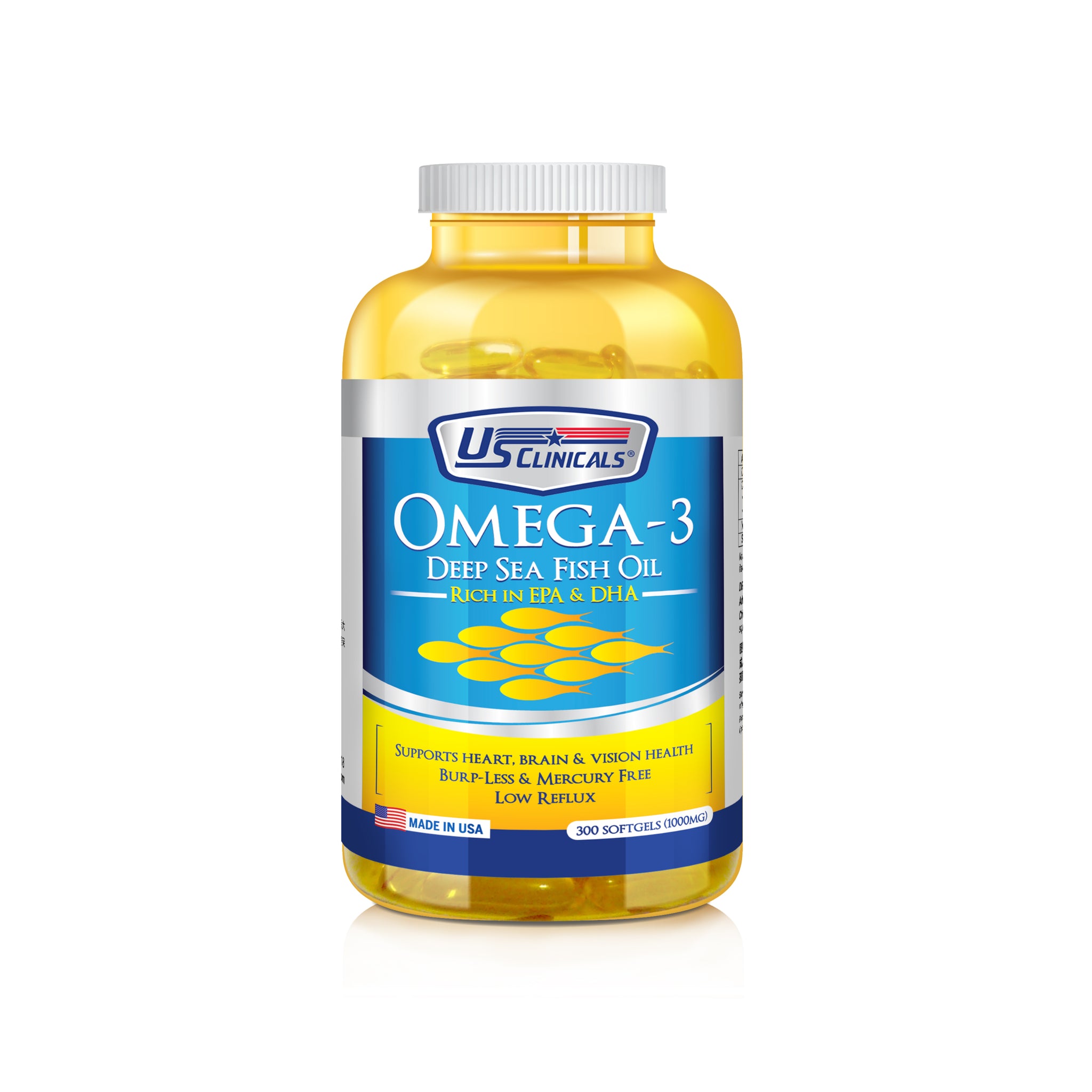 US Clinicals® Omega-3 Deep Sea Fish Oil.